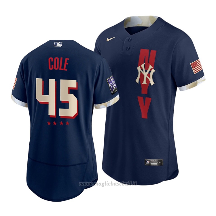 Maglia Baseball Uomo New York Yankees Gerrit Cole 2021 All Star Autentico Blu